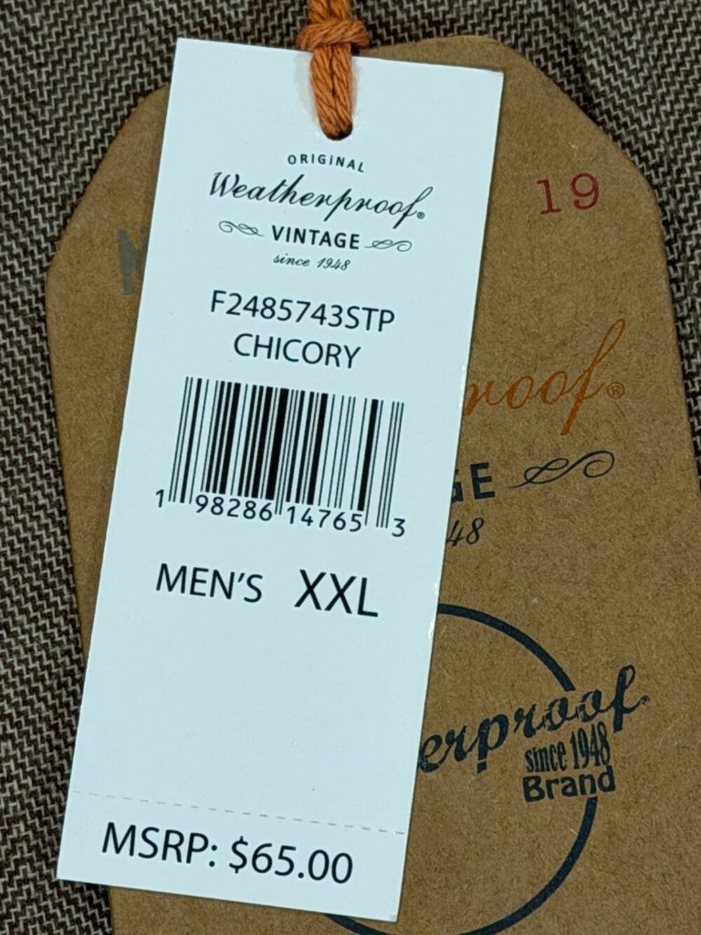 Weatherproof Vintage Men's Herringbone Long Sleeve Shirt XXL Chicory Brown NWT - Picture 8 of 12